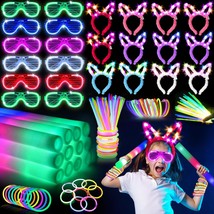 136PCS Glow in the Dark Party Supplies Glow Sticks Glasses Favors 12PCS ... - £86.68 GBP