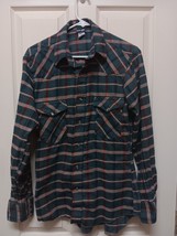 Wrangler Mens Pearl Snap Flannel Shirt Size Large Plaid Western Rodeo Me... - £14.93 GBP