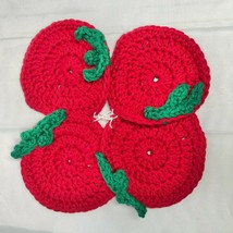 Handcrafted Crocheted set of 4 Tomato Coasters NEW - £12.46 GBP