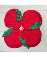 Handcrafted Crocheted set of 4 Tomato Coasters NEW - £12.43 GBP
