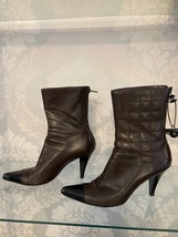 CHANEL Brown Quilted Leather Pointed Toe Ankle Boots/Booties Sz 39 $2000 - £357.97 GBP