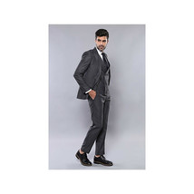 Men 3pc European Vested Suit WESSI  J.VALINTIN Extra Slim Fit JV15 Charcoal Gray image 4