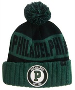 Philadelphia P Patch Ribbed Cuff Knit Winter Hat Pom Beanie (Green/Black... - $20.44 CAD
