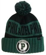 Philadelphia P Patch Ribbed Cuff Knit Winter Hat Pom Beanie (Green/Black... - £11.95 GBP