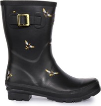 New NIB Joules Black Honey Bee Bumble Bees Molly Welly Rain Boots 7 Women - £42.79 GBP
