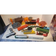 Vintage Lot of HO Trains, Freight Cars, Buildings - not tested, sold as is - $48.37