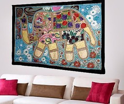 Indian Vintage Cotton Wall Tapestry Ethnic Elephant Hanging Decor Hippie X74 - $24.26