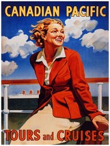 7925.Canada pacific.tours and cruises.woman on deck.POSTER.art wall decor - $17.10+