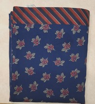 Vintage Springmaid Wondercale Percale Full Flat Sheet Red Roses Navy 54&quot; X 76&quot; - £7.01 GBP