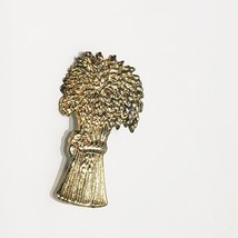 Wheat Bunch Sheaf Stalk Fall Autumn Harvest Pin Brooch 1.75&quot; Gold Tone Vintage - £15.02 GBP