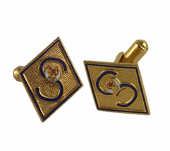 Vintage Fraternal Shriners Potentate Men&#39;s Cufflinks Gold Toned Costume Jewelry  - £14.52 GBP