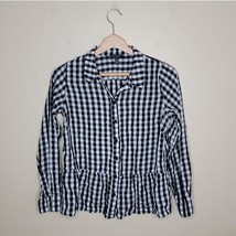 The Limited | Black &amp; White Gingham Check Peplum Shirt, womens size medium - £15.19 GBP