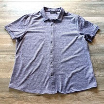 Marc Anthony Men XXL Short Sleeve Dress Shirt Slim Fit Purple Cotton - £18.47 GBP