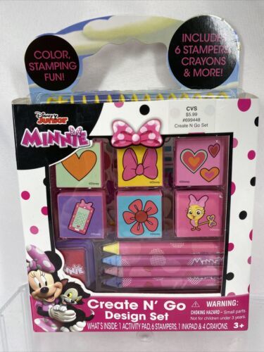 Disney Minnie Mouse Create N Go Design Set Stampers Toy Crayon Ink Pad - $5.86