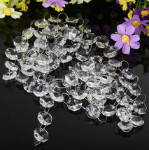 45FT Clear Acrylic Octagon Crystal Beaded 14mm Strand Garland Sliver Ring-
sh... - $16.60