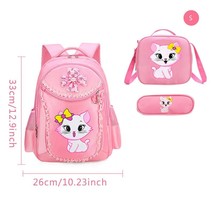 3 Pieces Pink Cat Children Backpack School Bags for girls Cartoon Kid Backpack K - £38.60 GBP