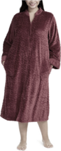 Miss Elaine Womens Burgundy Wine Jacquard Cuddle Soft Fleece Zip Robe ME... - $48.00
