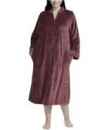 Miss Elaine Womens Burgundy Wine Jacquard Cuddle Soft Fleece Zip Robe ME... - £37.75 GBP