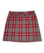 EDDIE BAUER Womens Size 12 Red Gray Plaid Wool Blend Lined A-Line Mini S... - $33.83 CAD