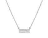 Small micro pave bar Women&#39;s Necklace .925 Silver 274040 - $49.99