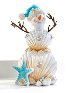 Seaside Snowman Figurine Tropical 8.3&quot; High With Festive Hat Shell and S... - $34.15