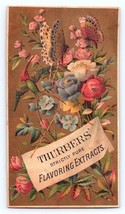 Victorian Trade Card Thurber&#39;s Flavoring Extracts Preserves Jellies Butterflies - $9.51