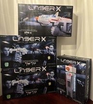 Lot Of 5 LASER X Blaster Guns W/Receiver Vests PLUS Gaming Tower Laser Tag - £55.34 GBP