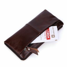 Leather Long Men Wallet Solid Classic Credit Card Holder With Coin Pocke... - £37.70 GBP