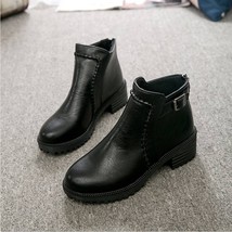 Handmade Women&#39;s Ankle Boots, Square Heel, Round Toe, Double Eco-leather, Warm - £54.52 GBP