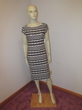 SHARAGANO Stretch Navy Striped Summer Dress HW3S17BE6 Size 6 NWT - £27.45 GBP