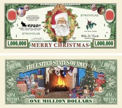 10 Pack Merry Christmas Holiday Santa Money 1 Million Dollar Bill Novelty Notes - £7.43 GBP