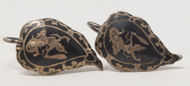 Wetterling Silver Siam Dancer Leaf Design Screwback Earrings Thailand - £27.06 GBP