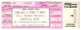 Grateful Morti Concerto Ticket Stub Agosto 6 1989 Sacramento California Untorn - £45.90 GBP