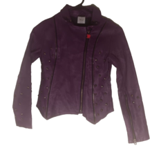 Disney Girls Youth 9/10 Faux Leather Purple Dragon Lined Full Zip Jacket - £21.76 GBP