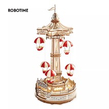 Robotime ROKR Parachute Tower DIY Music Box Moveable Magic Amusement Park For Ki - £60.39 GBP