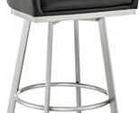 Armen Living Eleanor Swivel Counter Stool in Brushed Stainless Steel and... - £443.63 GBP