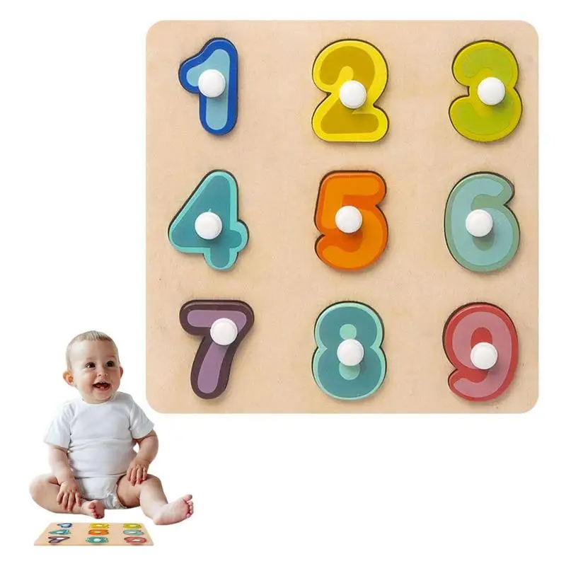 Wooden Puzzles For Toddlers Number Shape Peg Puzzles Geometry Shape Recognition - £8.92 GBP+