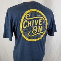 the CHIVE &quot;Chive On&quot;  T-Shirt Large Crew Blue Double Sided Cotton Blend ... - £11.15 GBP