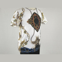 Men Crew T Shirt Makrom Turkey Medallion Chain Floral European 1217-420 White image 3