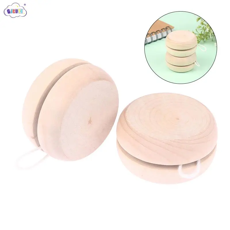 Funny Wooden Yoyo Ball Toy Color Mini Round DIY Hand-Made Crafts Log Toys Kids - £7.77 GBP