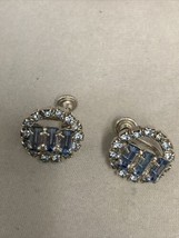 Weiss Signed Blue Topaz and/or Rhinestone Screw-On Earrings - £19.29 GBP