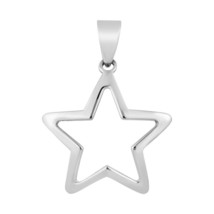 Cute Little 24mm Star Outline .925 Sterling Silver Pendant - $15.53
