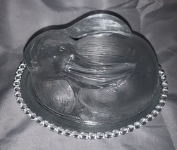 NIB Vintage Clear Indiana Glass Crystal Rabbit &quot;Bunny on Nest&quot; Candy Dis... - £14.70 GBP