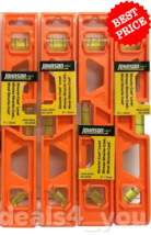 Johnson Torpedo Level 9 Inch Structo-Cast Plastic 3 Vial Orange Pack of 4 - $22.76