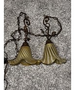 2x Vintage Amber Pendent Lights Scallop 16 Inch - $99.00