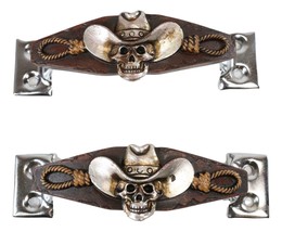 Set of 2 Country Western Cowboy Skull With Gallow Ropes Drawer Handle Ba... - $19.99