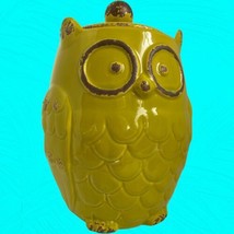 Owl Ceramic Canister or Cookie Jar, Yellow Farmhouse Cottage Core 9” - £18.68 GBP