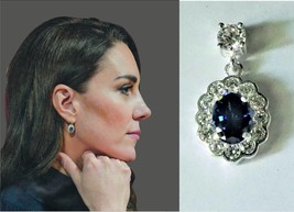 Princess Kate Lab Created Sapphire Replica Earrings  - £31.93 GBP
