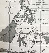 Map 1942 Magellan&#39;s Route c1521-22 5.5 x 9&quot; Expedition History Ephemera DWW6B - £15.68 GBP