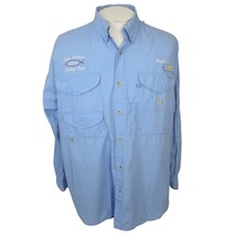 Columbia PFG fishing shirt L/S XL personalized Bud Christian Fish blue cotton - £25.82 GBP